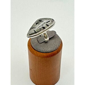 Tourmalinated Quartz Stone Estate Ring .925 Stone Sz 6 - 8 Grams - 1 1/4"